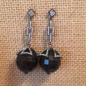 Art deco style black onyx style and rhinestones